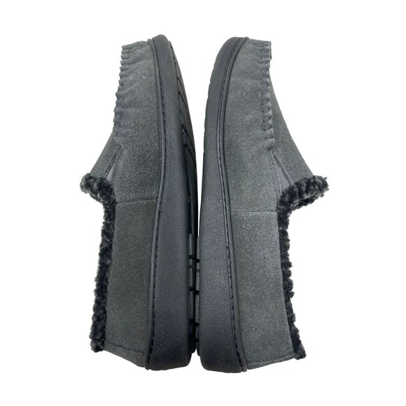 Minnetonka Frita Slip-on Black Moccasin Slippers With Faux Fur Lining Size 8 - Picture 9 of 12